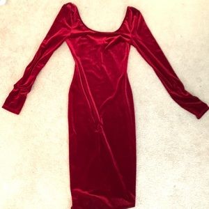 Velvet skin tight red dress!